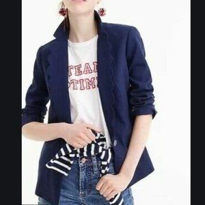 NWT J. CREW Scallop Edge Linen Blend Blazer